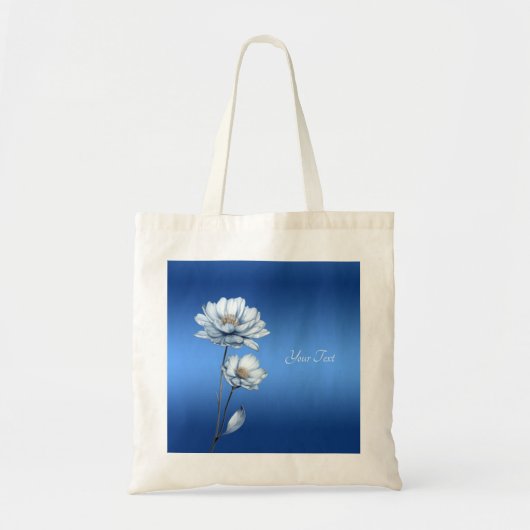 Tote Bag Met Blauwe Waterverf Bloemen (Voorkant)