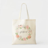 Tote bag met blozende bloemenkrans (Voorkant)