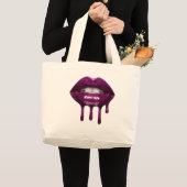 Tote Bag met druipende gepixelde lip  (Voorkant (product))