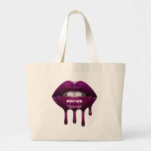 Tote Bag met druipende gepixelde lip  (Voorkant)