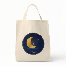 Tote Bag met Eigen Monogram, Navy Gouden Halve Maa