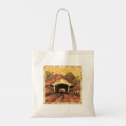 Tote bag met eigen naam bij Sunset Covered Bridge (Achterkant)