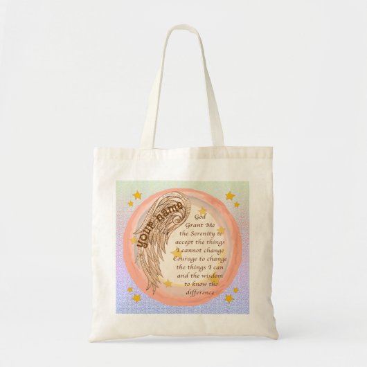 Tote bag met engelenvleugel Serenity-gebed (Voorkant)