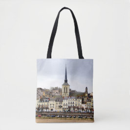 Tote Bag met Saumur rivieroever scène all over pri