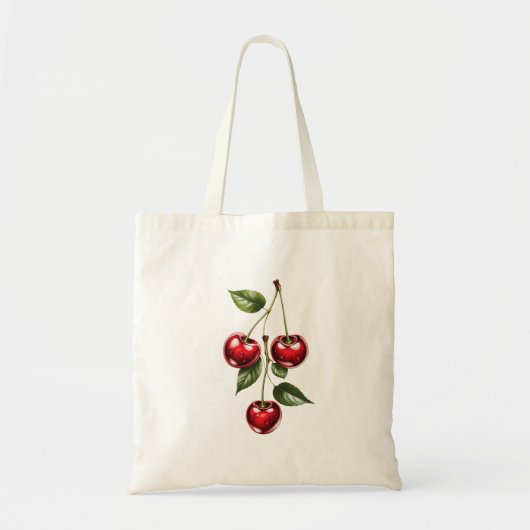 Tote Bag met Vintage Kersenillustratie (Voorkant)