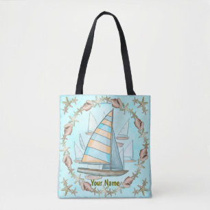 Tote bag met zeilboten overal
