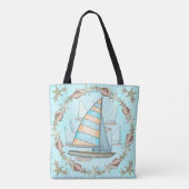 Tote bag met zeilboten overal (Achterkant)