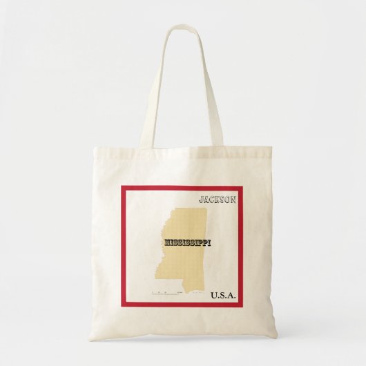 Tote Bag - Mississippi State Map with City (Voorkant)