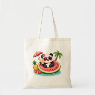 Tote Bag 🐼 Panda op Kiwi Drijvende Zomer Stijl