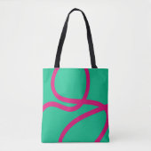 Tote Bag – Pink Lines on Green (Voorkant)