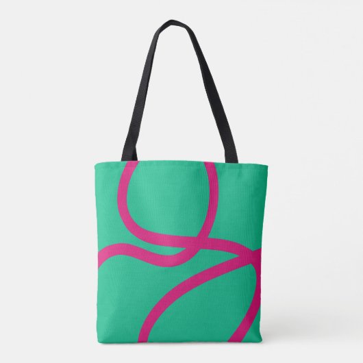 Tote Bag – Pink Lines on Green (Achterkant)