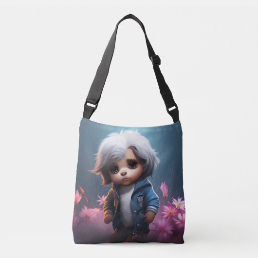 Tote Bag small with white hair (Voorkant)