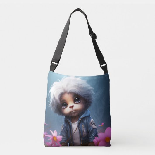 Tote Bag small with white hair (Voorkant)