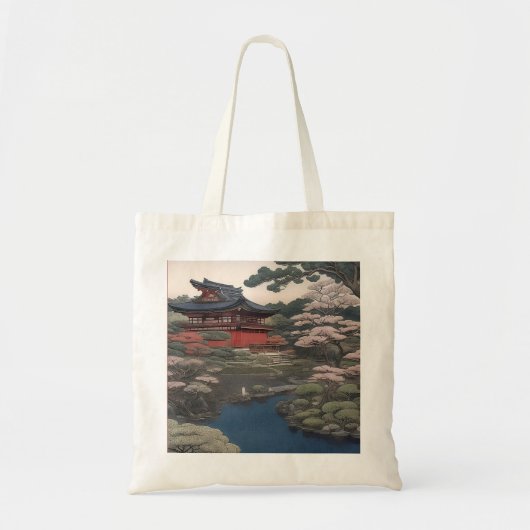 Tote bag - Tempel aan de rivier - Japan (Voorkant)