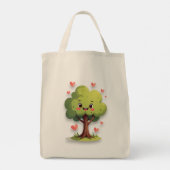 Tote Bag Tree Love Red Hearts  (Achterkant)