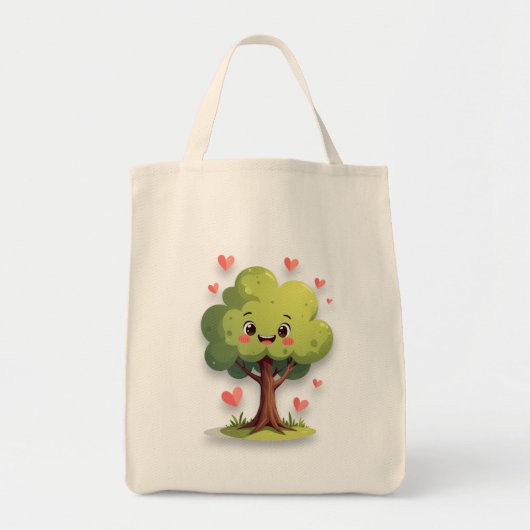 Tote Bag Tree Love Red Hearts (Voorkant)