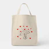 Tote Bag Umbrella Love Red Hearts  (Achterkant)