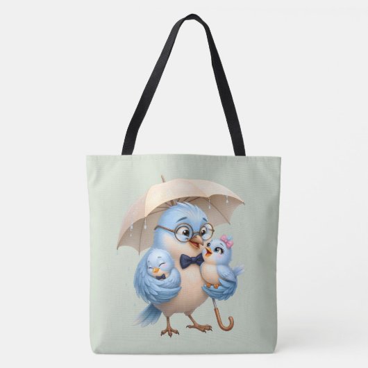 Tote Bag Vogel Familie Vader (Voorkant)