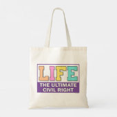 Tote bag with a message of life. (Achterkant)