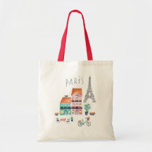 Tote bag with a print of the city of Paris.