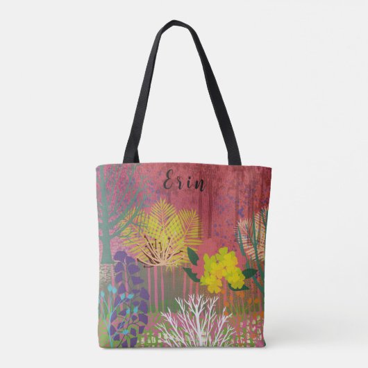 Tote bag  with abstract flora tasche (Achterkant)