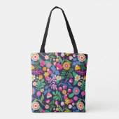 Tote Bag With Black Background Floral Design (Achterkant)