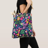 Tote Bag With Black Background Floral Design (Dichtbij)