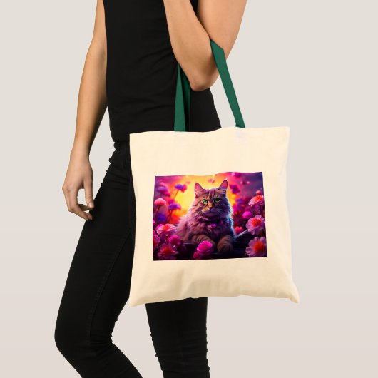 Tote Bag with Cat Illustration (Voorkant (product))
