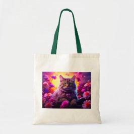 Tote Bag with Cat Illustration