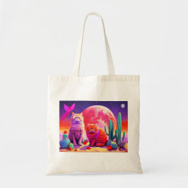 Tote Bag with Cat Illustration
