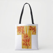 Tote bag with yellow and red nagajuban design (Voorkant)
