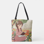 Tote bolsa Menina escrevendo em um campo de flores Tote Bag (Achterkant)