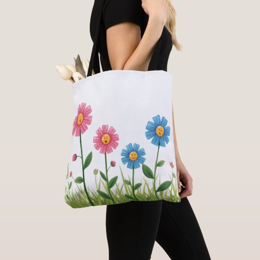 Tote -Flower Design with smiley face Tote Bag (Dichtbij)