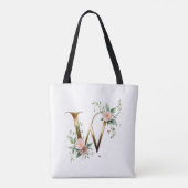 Tote met opdruk van gouden bloemletter W Bag (Achterkant)