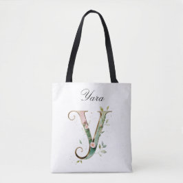 Tote met overal bedrukt met gouden bloemenletter Y Bag