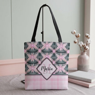 Tote Met Verbonden Roze Bloemen Bag