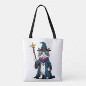 Tote Mini tovenaar kat met magische staf Bag (Achterkant)