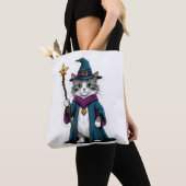 Tote Mini tovenaar kat met magische staf Bag (Dichtbij)