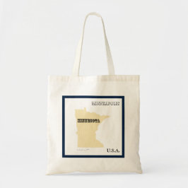Tote  - Minnesota State Map with City Bag