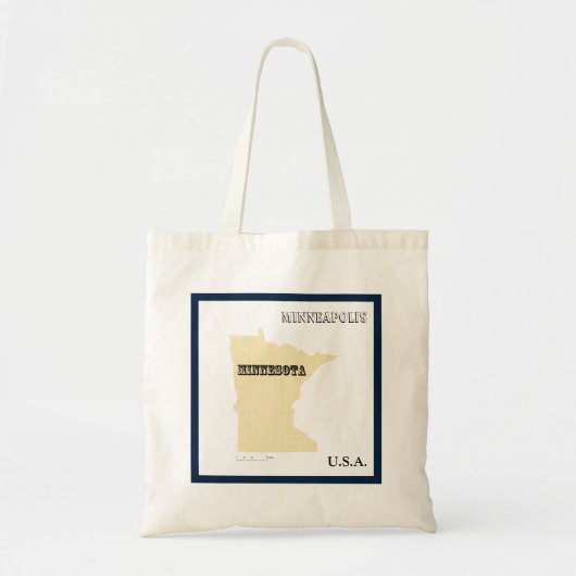 Tote  - Minnesota State Map with City Bag (Voorkant)