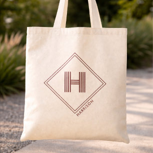 Tote Tas Modern Geometrisch Monogram Initiaal