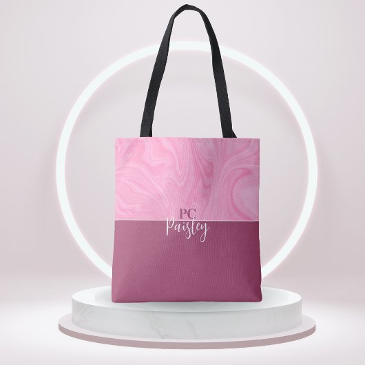 Tote Tas - Monogram Roze Marmer Twee Toon