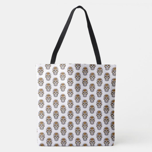Tote tas voor dames met bloemen schedel patroon (Voorkant)