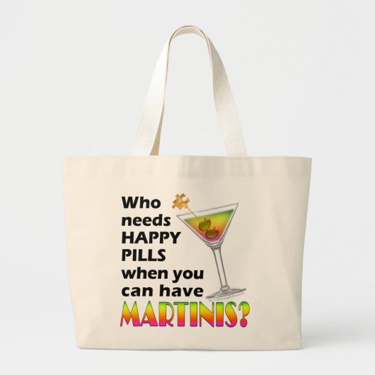 Tote Tassen - Martinis vs. Happy Pillen (Voorkant)