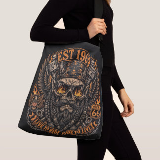 ToteEst 1969 Baardige Schedel Biker Crossbody Tas