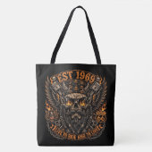 ToteEst 1969 Baardige Schedel Biker Tote Bag (Voorkant)