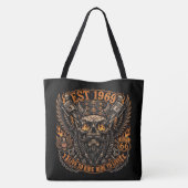 ToteEst 1969 Baardige Schedel Biker Tote Bag (Achterkant)