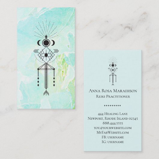 *~* Totem Eye Moon Floral Astrology Yoga Reiki Visitekaartje (Voorkant / Achterkant)
