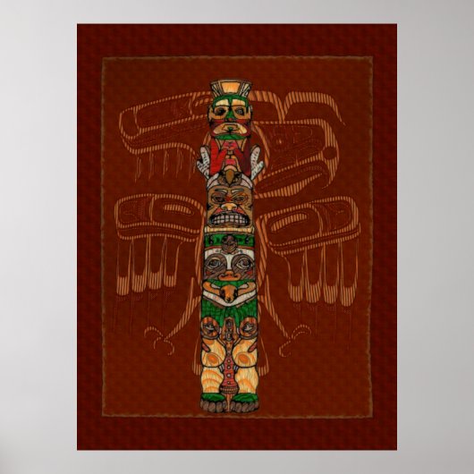 Totem Native American Folk Art Poster (Voorkant)