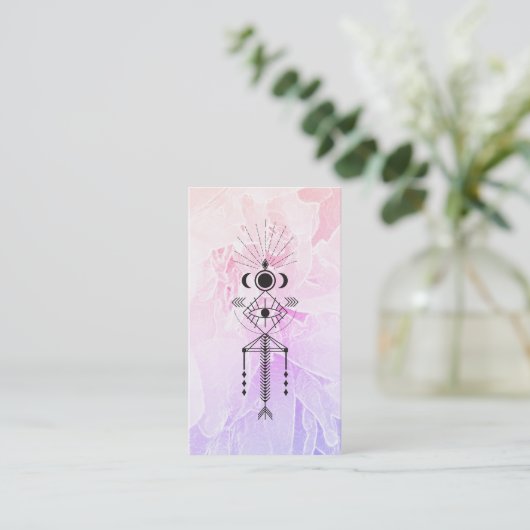 ** Totem Oog Maan Bloemen Astrologie Reiki Yoga Visitekaartje (Staand voorkant)
